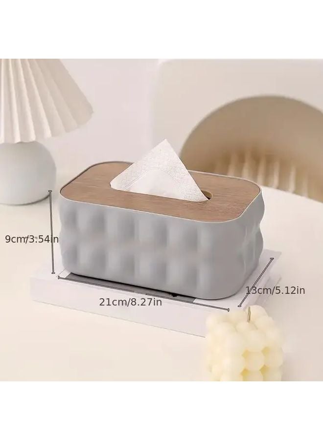 صندوق المناديل الخشبي ذو الغطاء الأسود الغامض سعة كبيرة ديكور المنزل هدية - Image 3